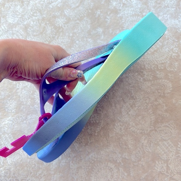 Brand New So Purple Glitter Thong Sandals Platform Flip Flops Ombre Sparkly - Picture 9 of 16